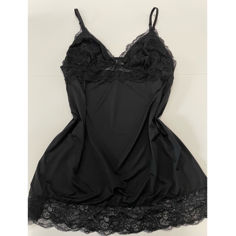 Black Lacey Slip Dress Nightie Chemise alt Emo Goth
